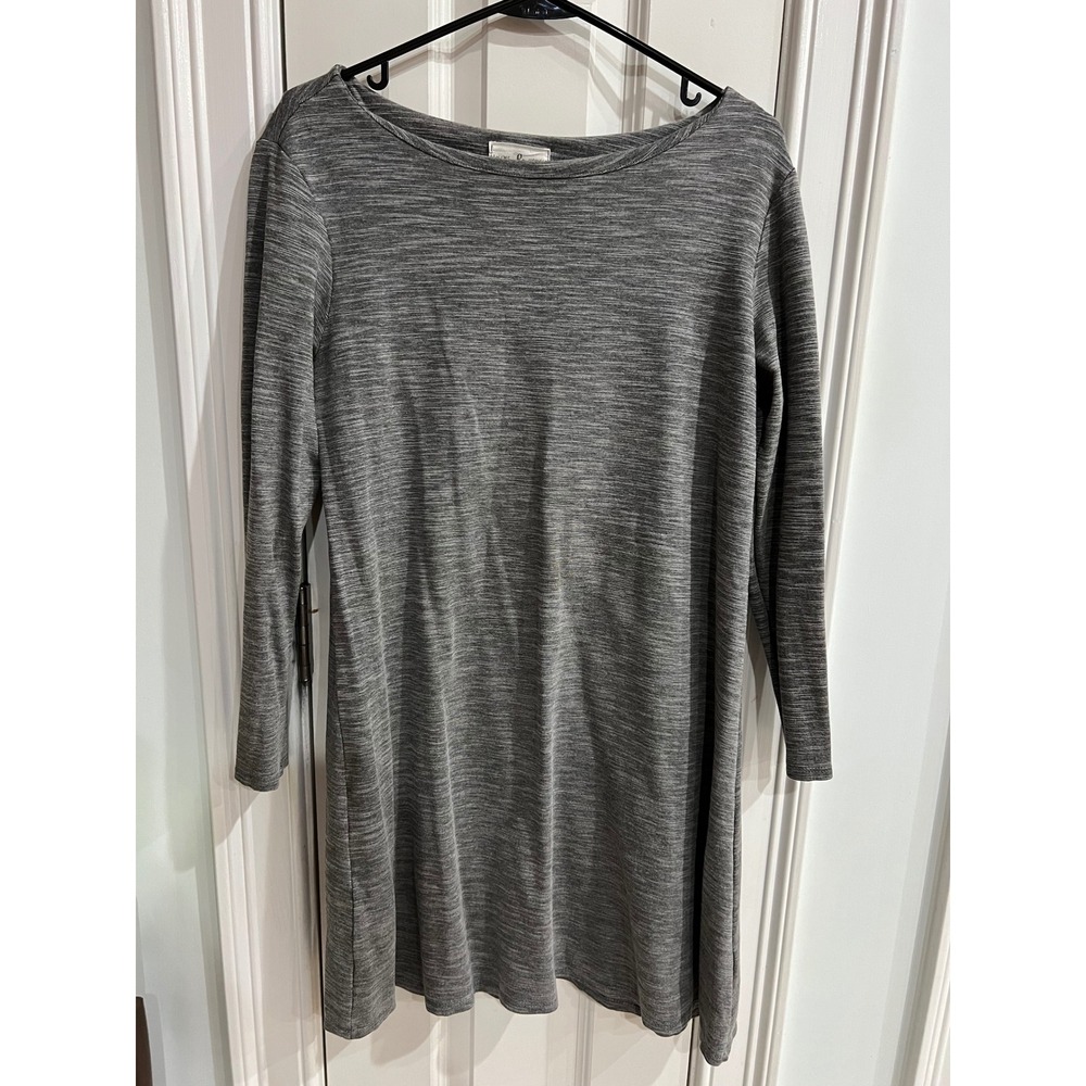 Thyme & Honey Womens Grey Space Dye Long Sleeve Knit A-Line Dress Large D2329
